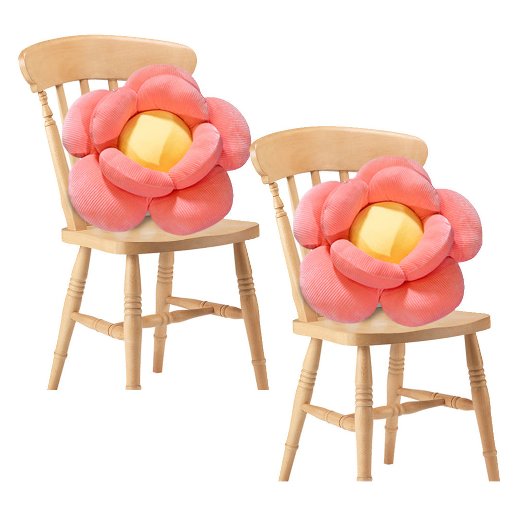 NNEAGS 2X Red Double Flower Shape Cushion Soft Bedside Floor Plush Pillow Home Decor-0