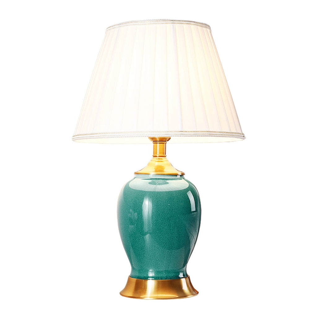 NNEAGS Ceramic Oval Table Lamp with Gold Metal Base Desk Lamp Green-0
