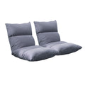 NNEAGS 2X Lounge Floor Recliner Adjustable Lazy Sofa Bed Folding Game Chair Grey-0