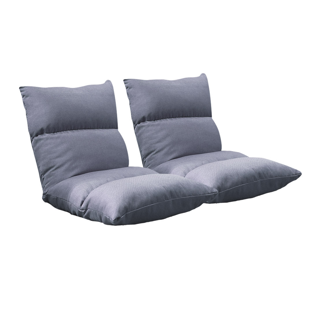 NNEAGS 2X Lounge Floor Recliner Adjustable Lazy Sofa Bed Folding Game Chair Grey-0
