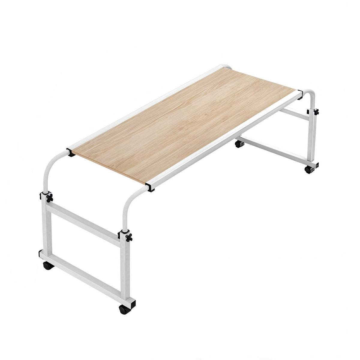 NNEAGS 120x45cm Wood Cross Bed Movable Desk Table w/ Adjustable Length & Height-0