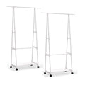 NNEAGS 2X 2-in-1 Organiser Clothes Shoe Rack Space-Saving Triangular Storage with Wheels White-0