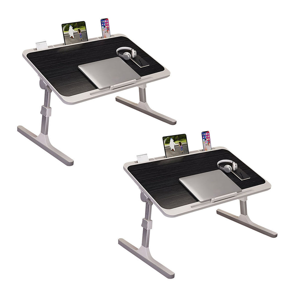 NNEAGS 2X 70X45cm Black Small Laptop Bed Portable Foldable Study Table Adjustable-0