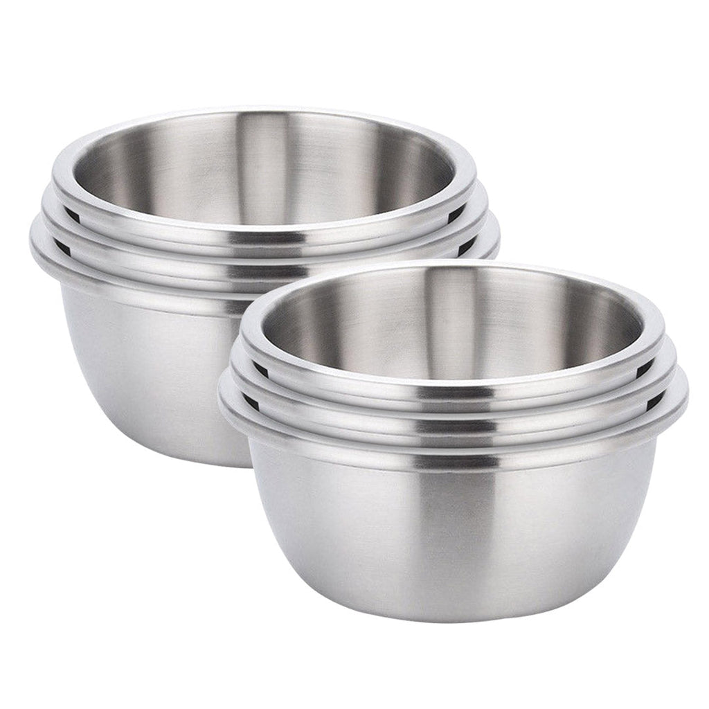 NNEAGS 2X 3Pcs Deepen Matte Stainless Steel Stackable Baking Washing Mixing Bowls Set Food Storage Basin-0