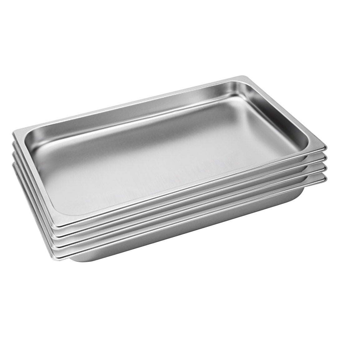 NNEAGS 4X GN Pan Full Size 1/1 GN Pan 4cm Deep Stainless Steel Tray-0