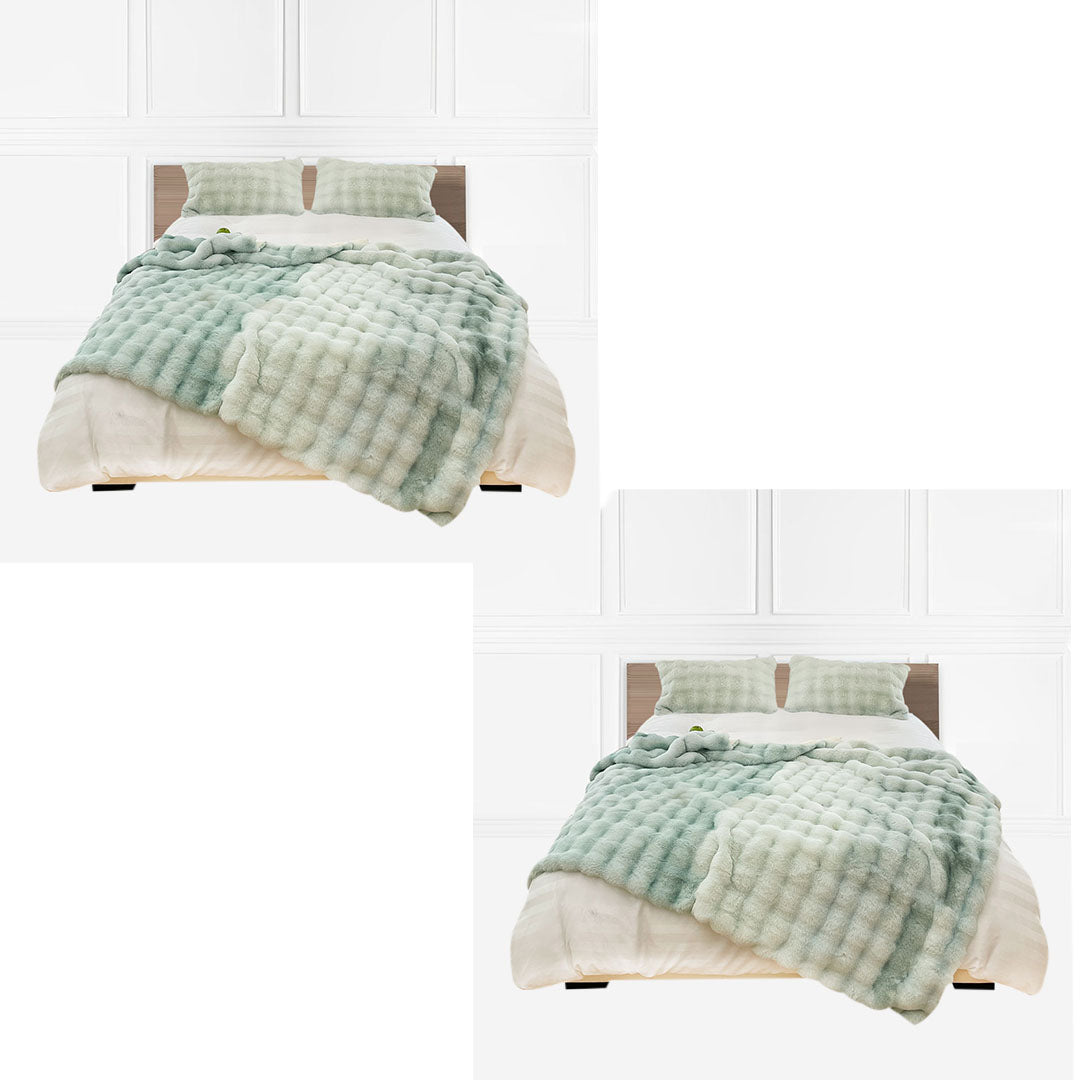NNEAGS 2X 200cm Light Green Fuzzy Super Soft and Cozy Fluffy Throw Blanket-0