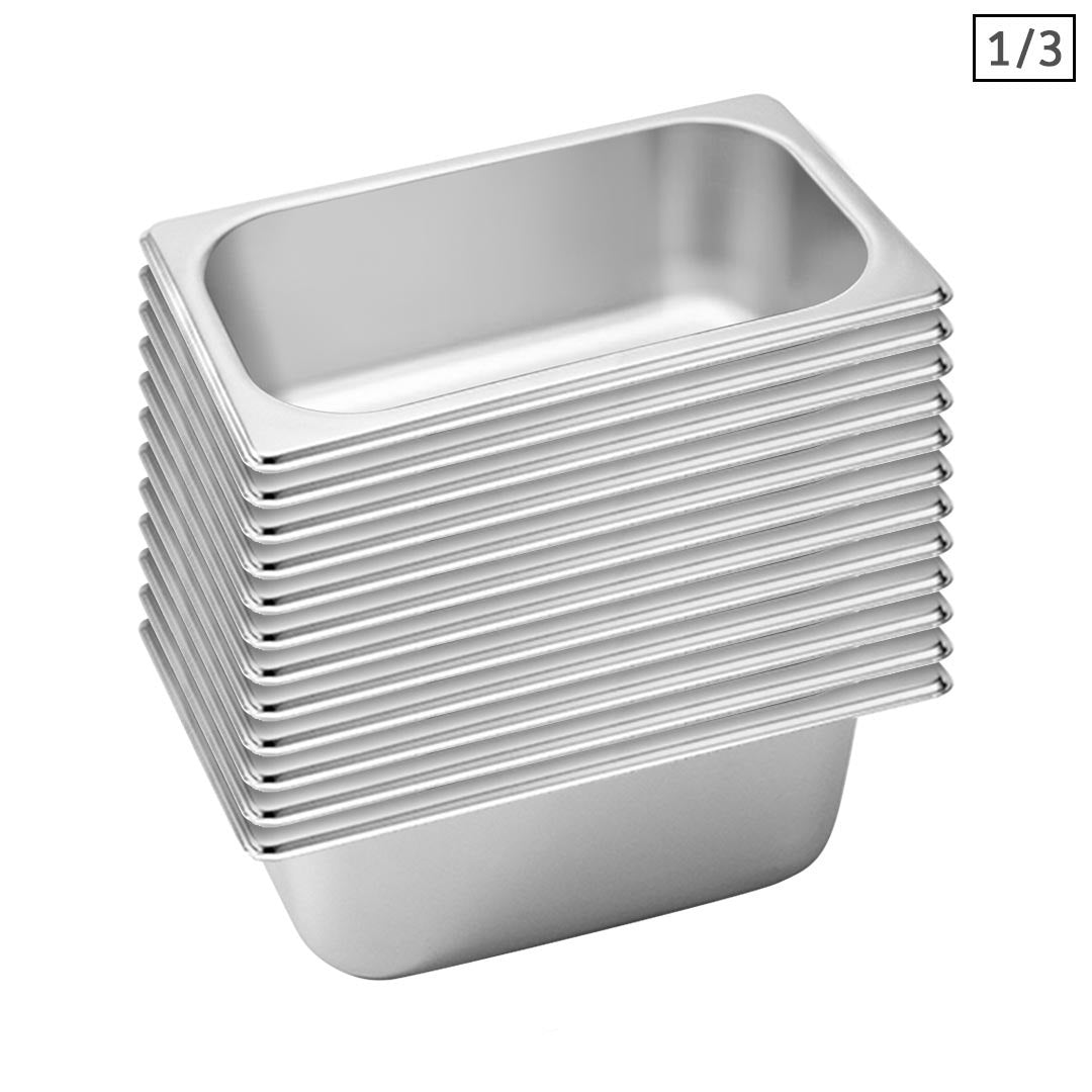 NNEAGS 12X GN Pan Full Size 1/3 GN Pan 10cm Deep Stainless Steel Tray-0