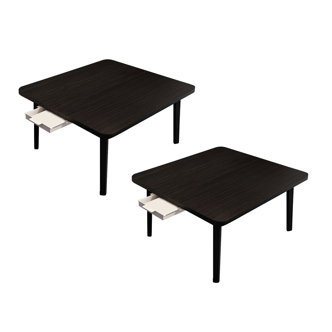 NNEAGS 2X  Black Portable Floor Table Small Square Space-Saving Mini Desk Home Decor-0