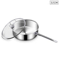 NNEAGS 32cm Stainless Steel Saucepan Sauce pan with Glass Lid and Helper Handle Triple Ply Base Cookware-0