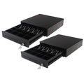 NNEAGS 2X Black Heavy Duty Cash Drawer Electronic 4 Bills 8 Coins Cheque Slot Tray Pos 350-0