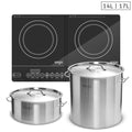 NNEAGS Dual Burners Cooktop Stove, 14L and 17L Stainless Steel Stockpot Top Grade Stock Pot-0
