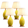 NNEAGS 4X Textured Ceramic Oval Table Lamp with Gold Metal Base Yellow-0