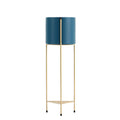 NNEAGS 2 Layer 65cm Gold Metal Plant Stand with Blue Flower Pot Holder Corner Shelving Rack Indoor Display-0