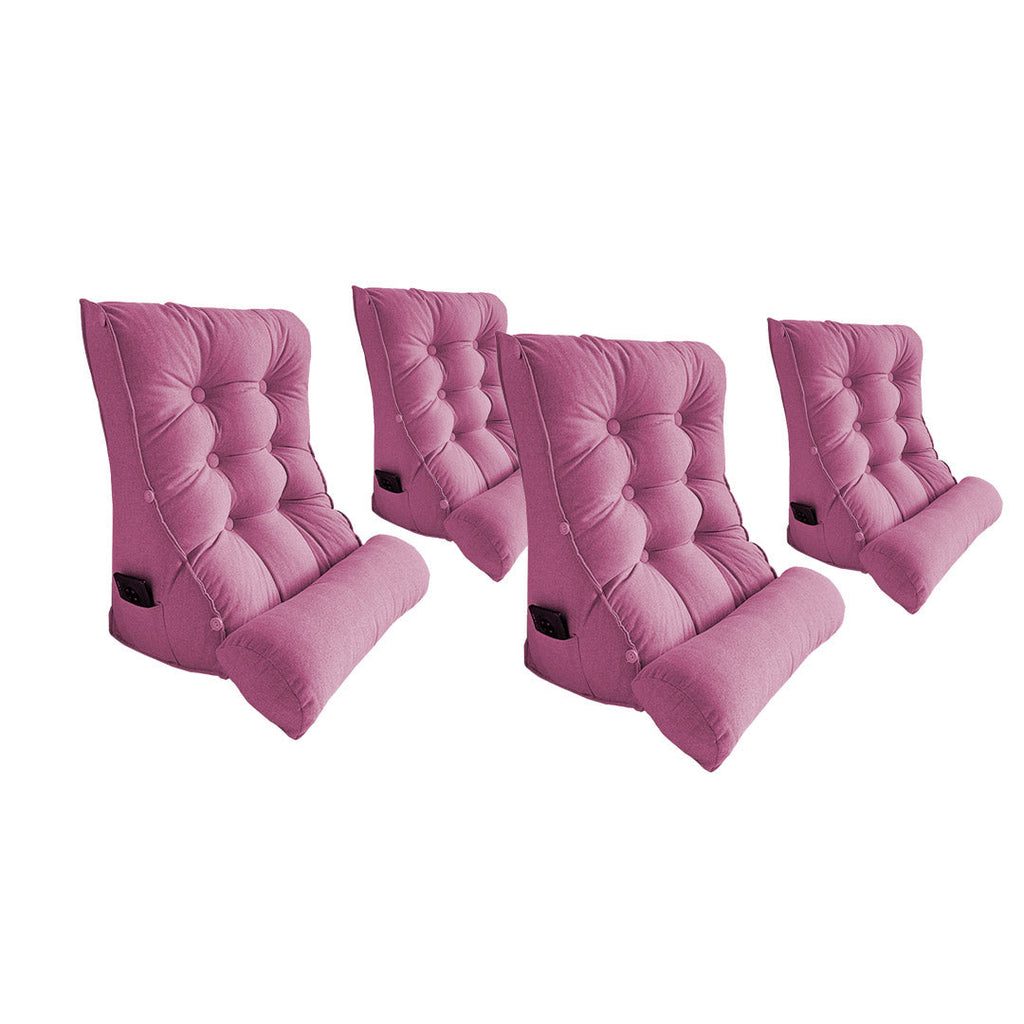 NNEAGS 4X 60cm Magenta Triangular Wedge Lumbar Pillow Headboard Backrest Sofa Bed Cushion Home Decor-0