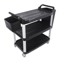 NNEAGS 3 Tier Food Trolley Food Waste Cart With Two Bins Storage Kitchen Black Large-0