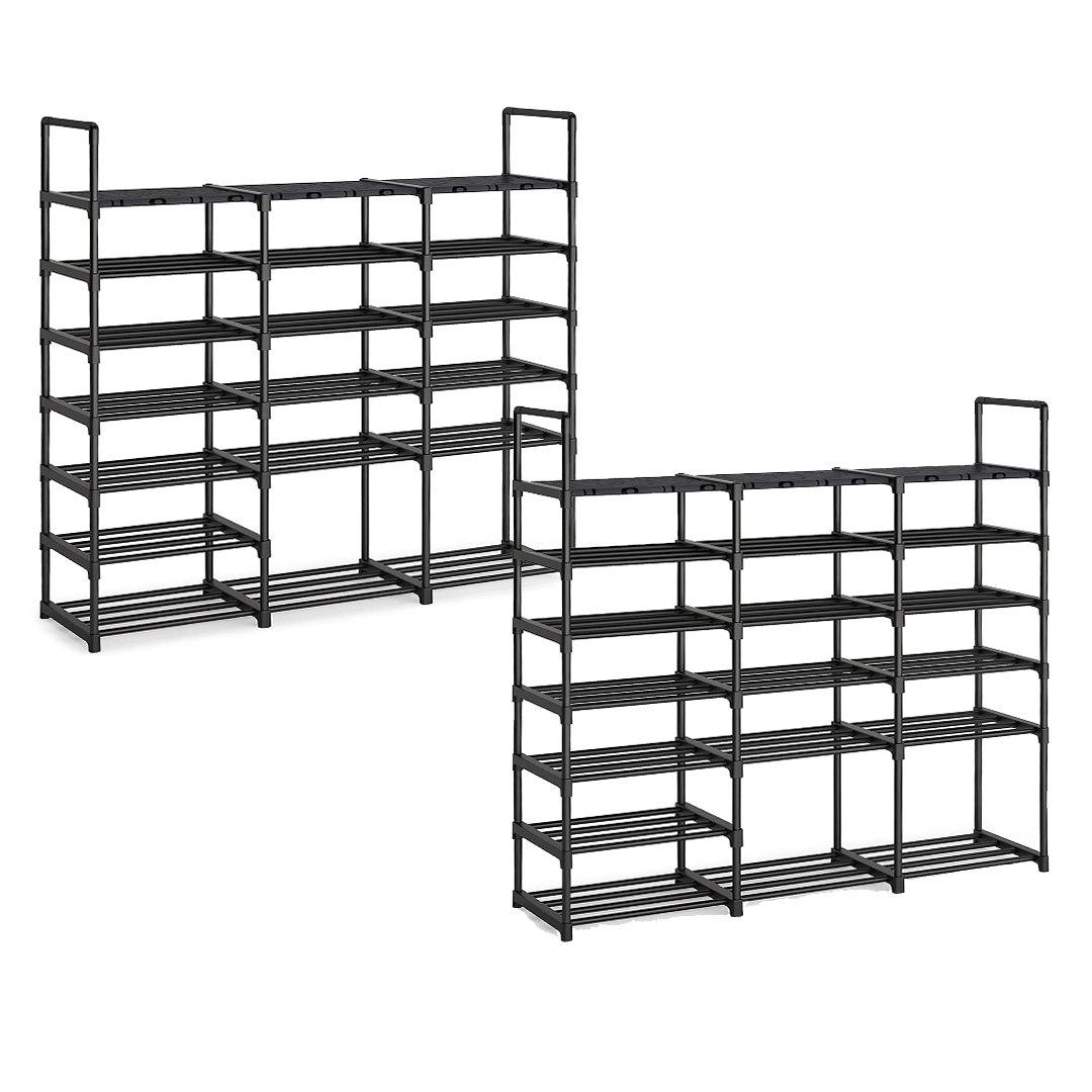 NNEAGS 2X 19-Shelf Tier Shoe Storage Shelf Space-Saving Caddy Rack Organiser with Handle-0