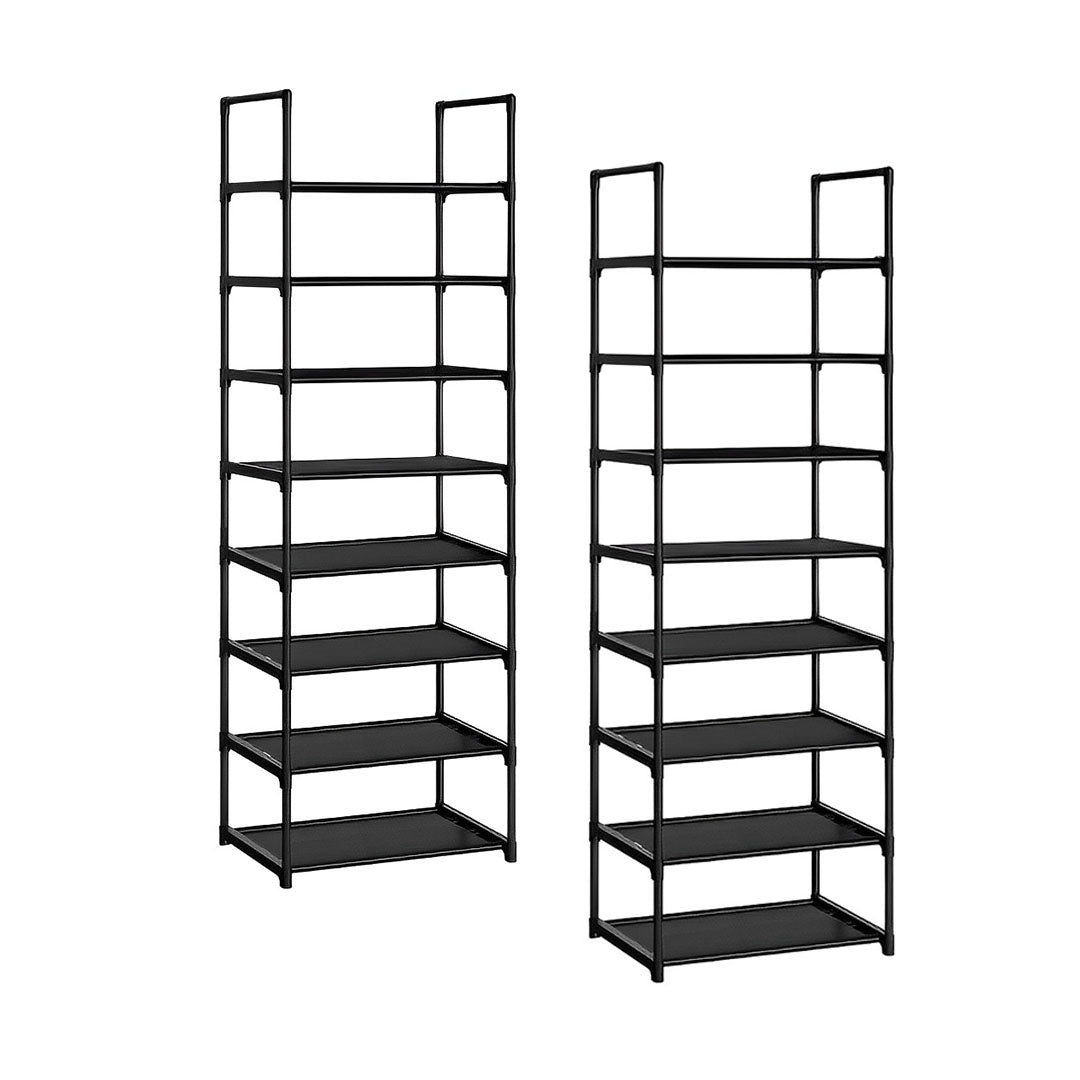 NNEAGS 2X 8 Tier Shoe Storage Shelf Space-Saving Caddy Rack Organiser with Handle-0