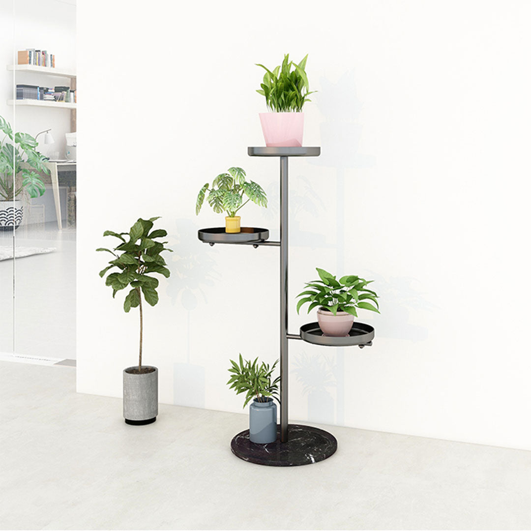 NNEAGS 3 Tier Black Round Plant Stand Flowerpot Tray Display Living Room Balcony Metal Decorative Shelf-1