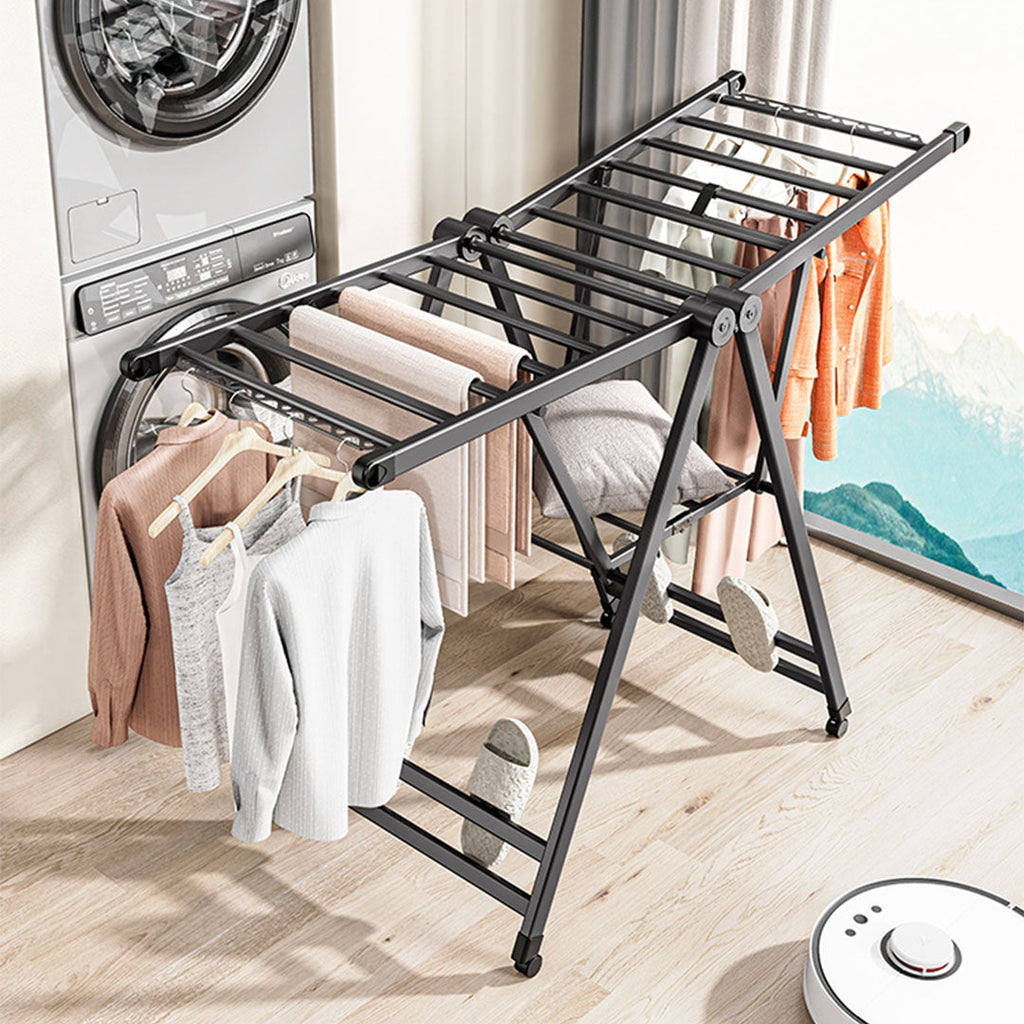 NNEAGS 1.4m Portable Wing Shape Clothes Drying Rack Foldable Space-Saving Laundry Holder-1