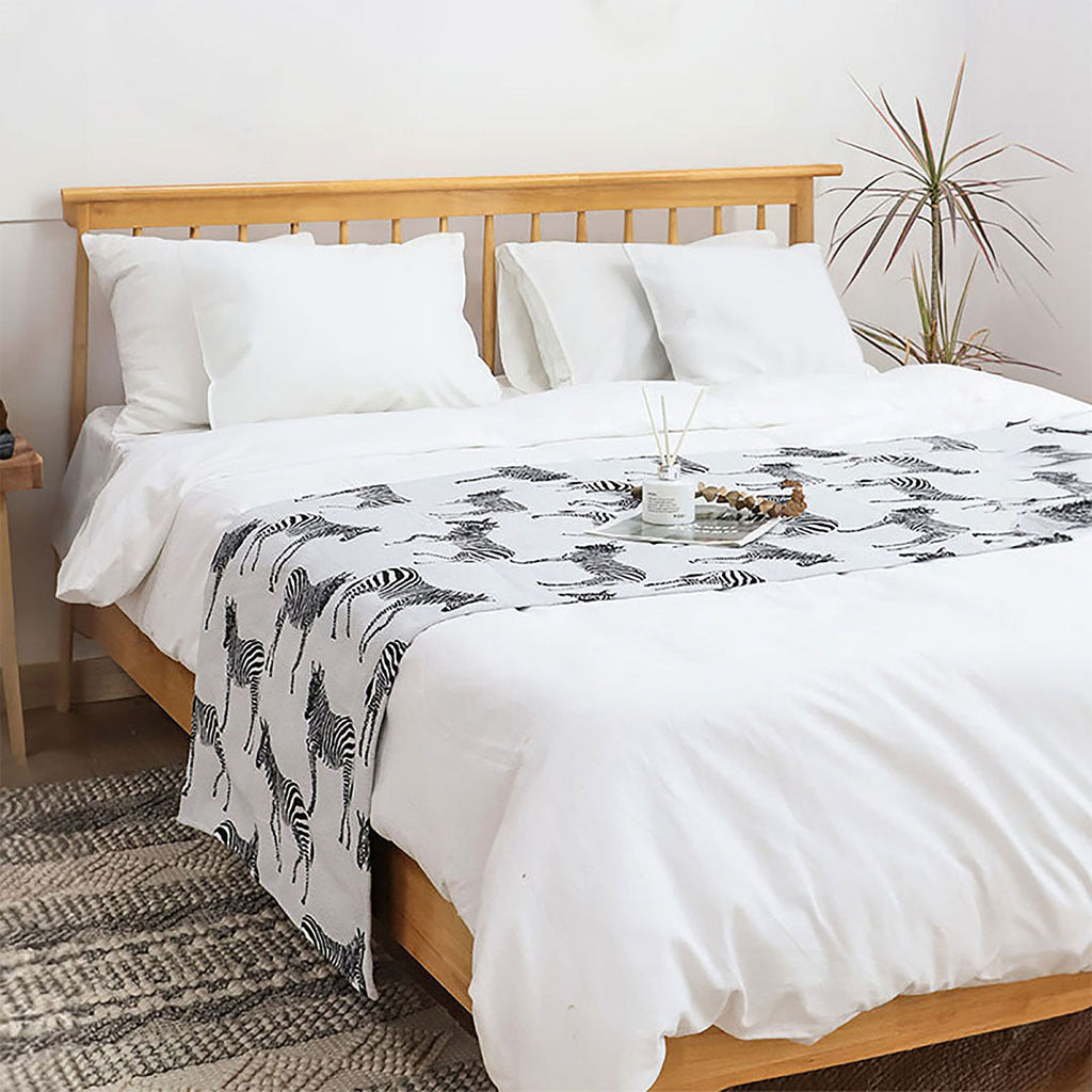 NNEAGS 1.8m Bed Light Luxury Zebra Vintage Bed Scarf Runner Bedding Tail Pad Flag For Home Hotel Set of 3-1
