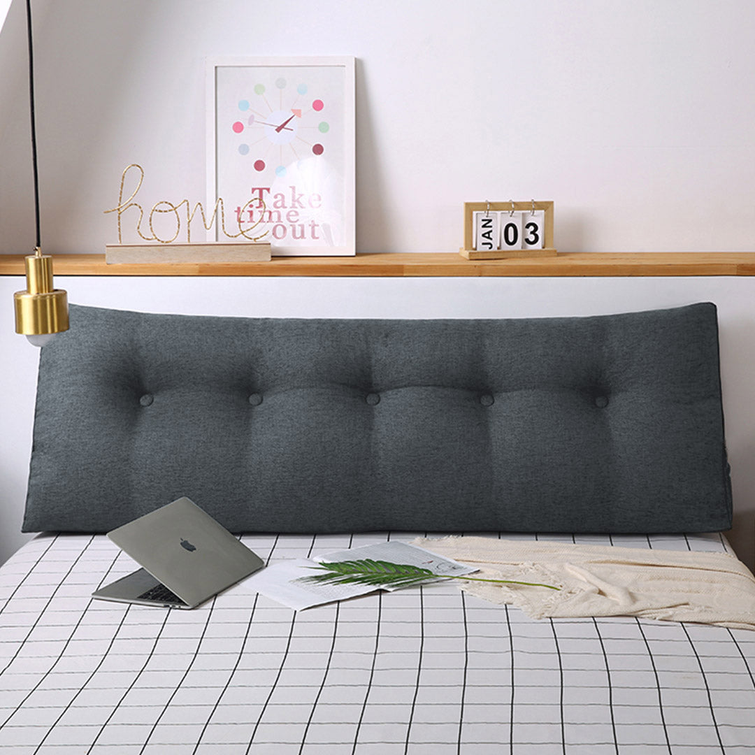 NNEAGS 2X 100cm Dark Grey Triangular Wedge Bed Pillow Headboard Backrest Bedside Tatami Cushion Home Decor-1