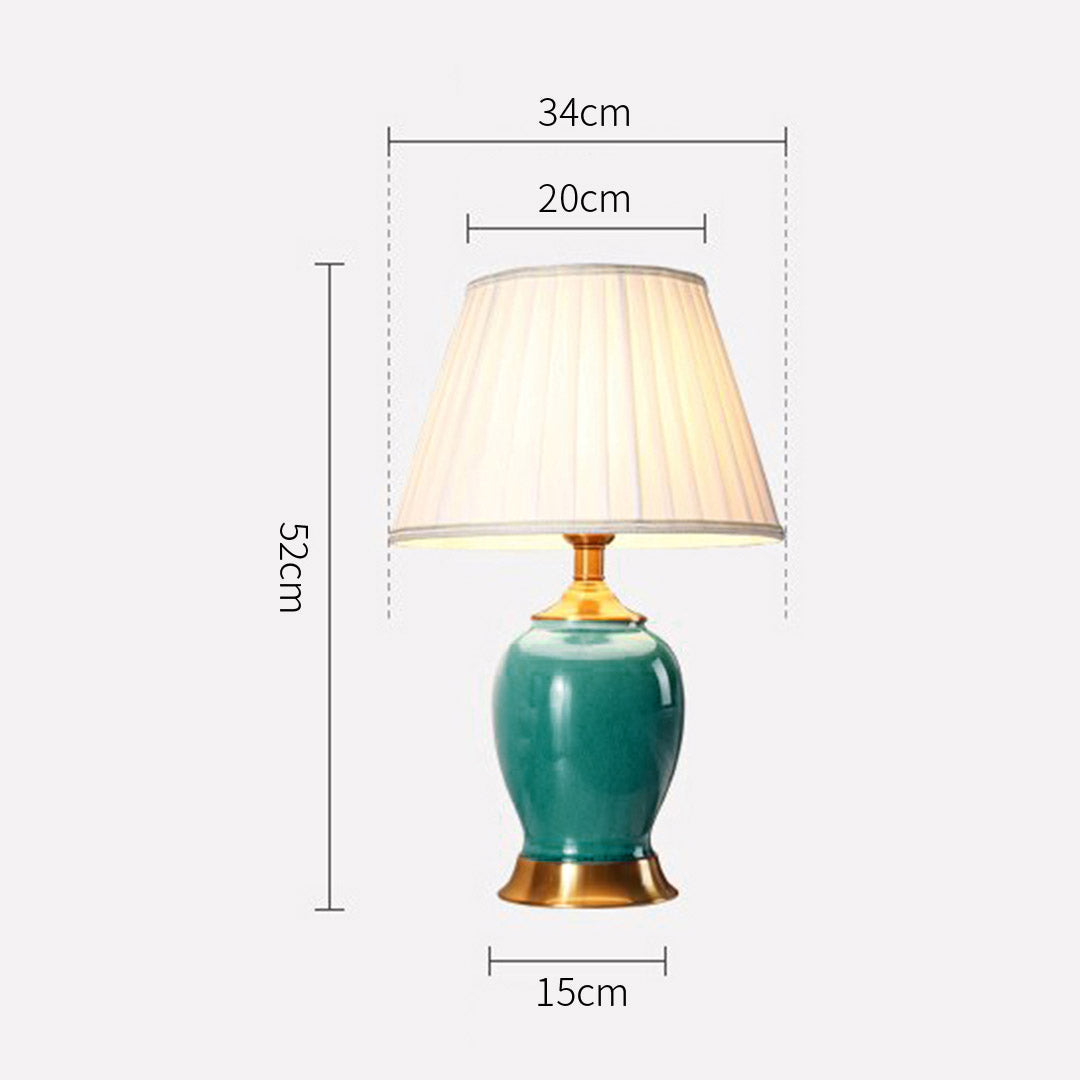 NNEAGS Ceramic Oval Table Lamp with Gold Metal Base Desk Lamp Green-1