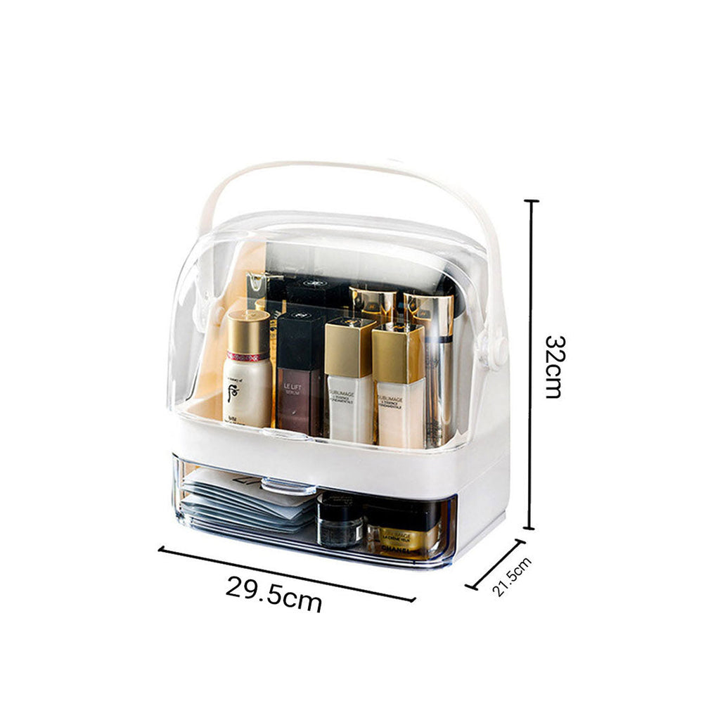 NNEAGS 2X 2 Tier White Countertop Makeup Cosmetic Storage Organiser Skincare Holder Jewelry Storage Box with Handle-1