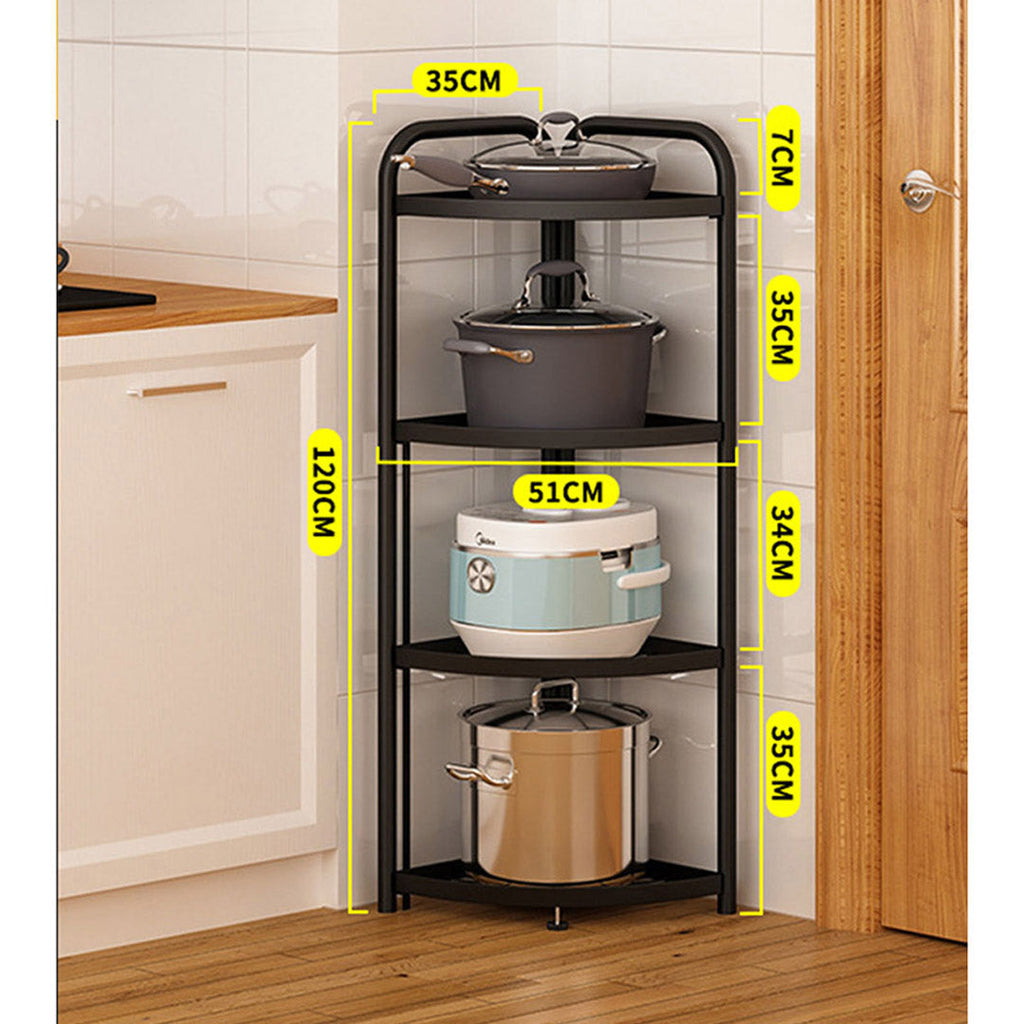 NNEAGS 2X 4 Tier Steel Triangular  Corner Stand Multi-Functional Shelves Portable Storage Organizer-1