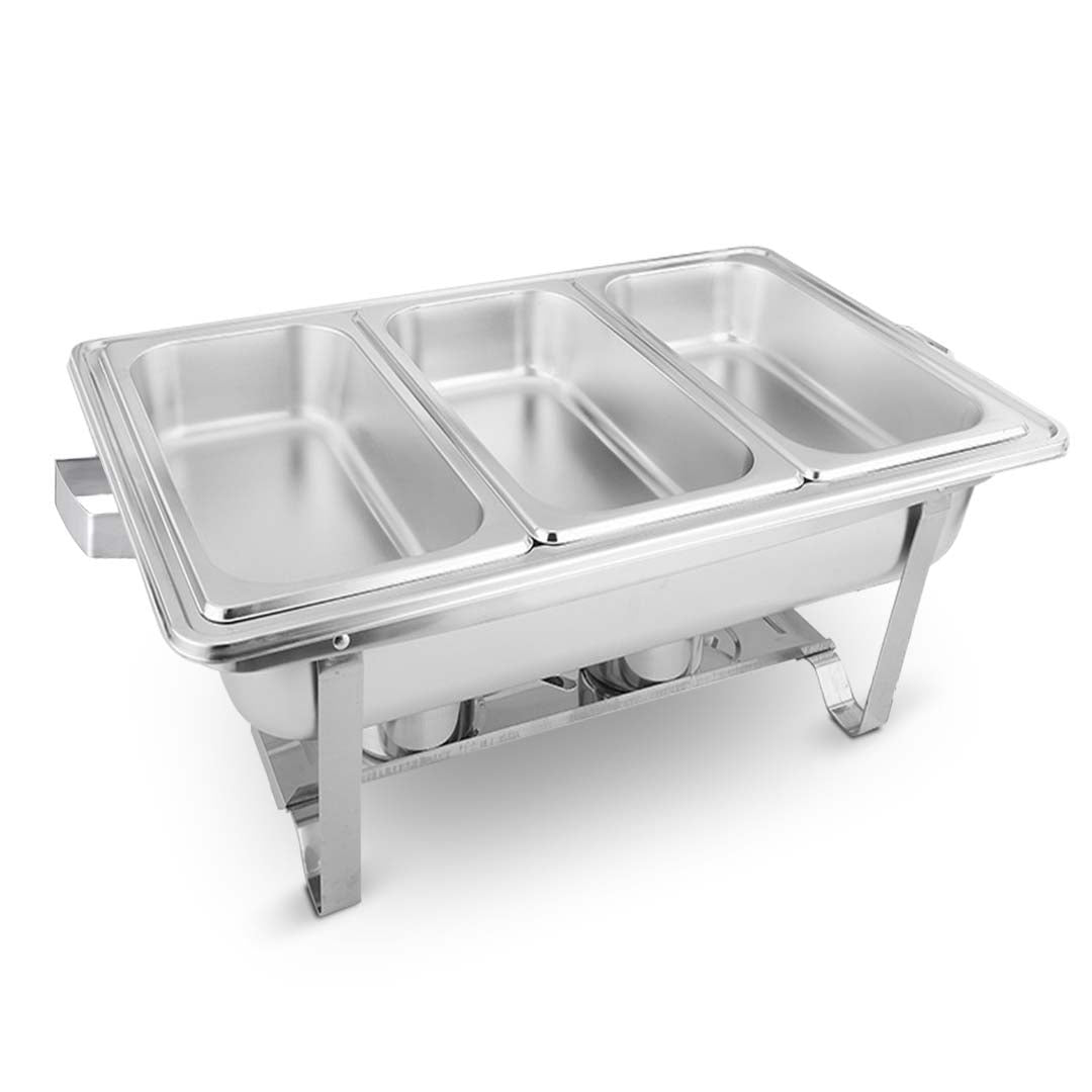 NNEAGS 4X 3L Triple Tray Stainless Steel Chafing Food Warmer Catering Dish-1