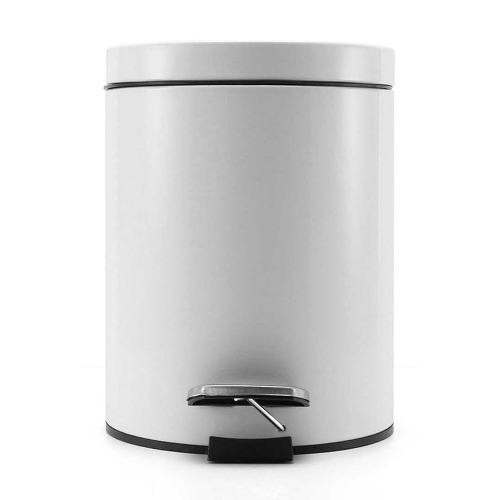 NNEAGS 2X 7L Foot Pedal Stainless Steel Rubbish Recycling Garbage Waste Trash Bin Round White-1