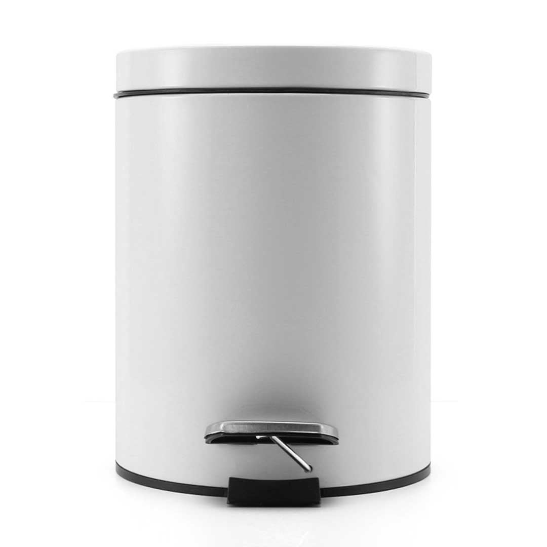 NNEAGS 2X 7L Foot Pedal Stainless Steel Rubbish Recycling Garbage Waste Trash Bin Round White-1