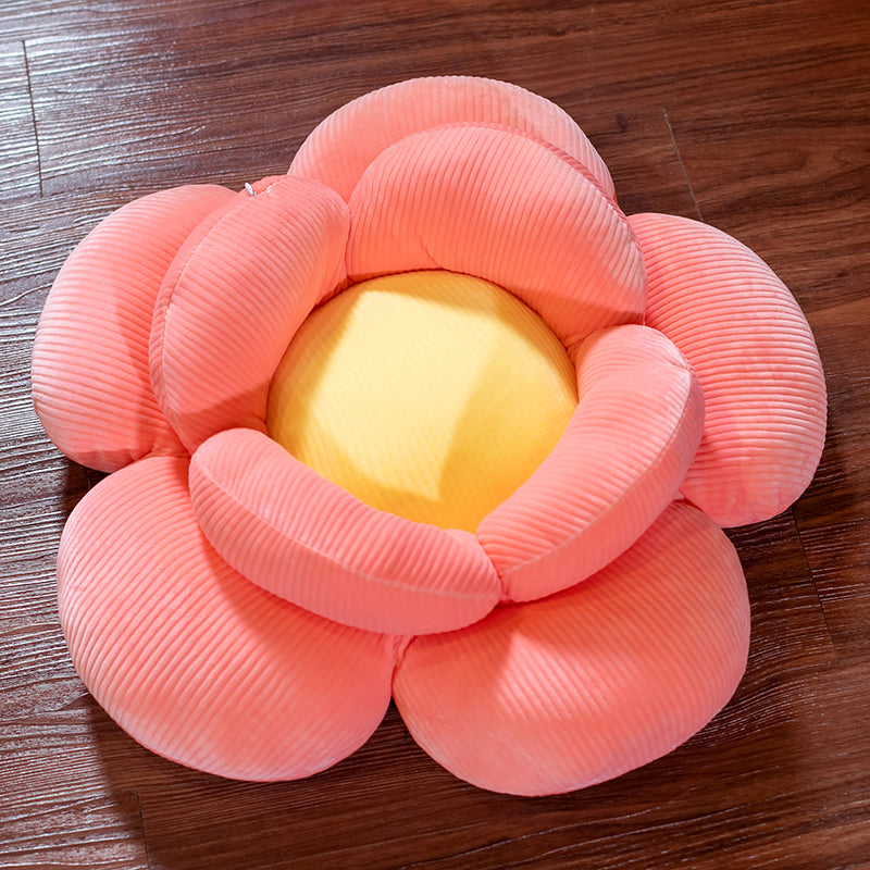 NNEAGS 2X Red Double Flower Shape Cushion Soft Bedside Floor Plush Pillow Home Decor-1