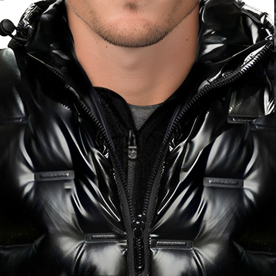 NNEAGS abbee Black 3XL Winter Hooded Glossy Down Jacket Stylish Lightweight Quilted Warm Puffer Coat-1