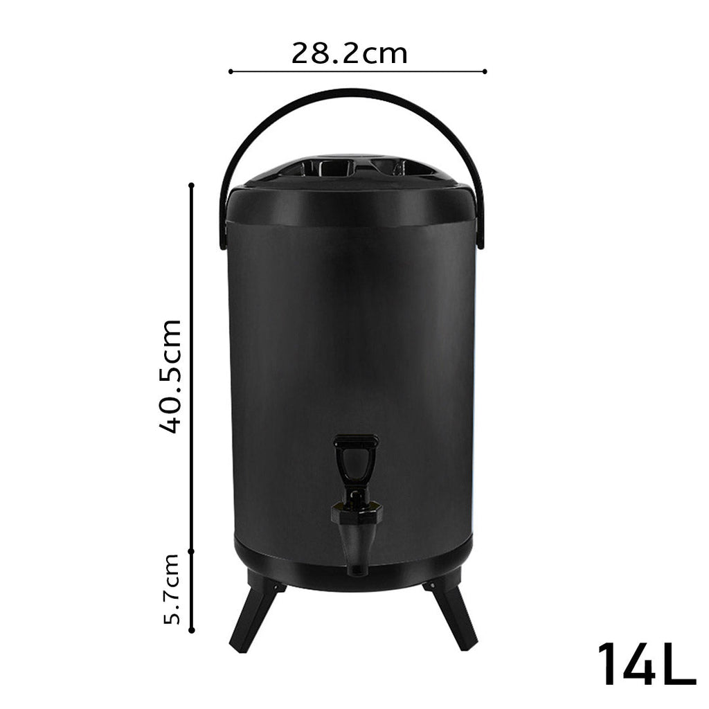 NNEAGS 14L Stainless Steel Insulated Milk Tea Barrel Hot and Cold Beverage Dispenser Container with Faucet Black-1