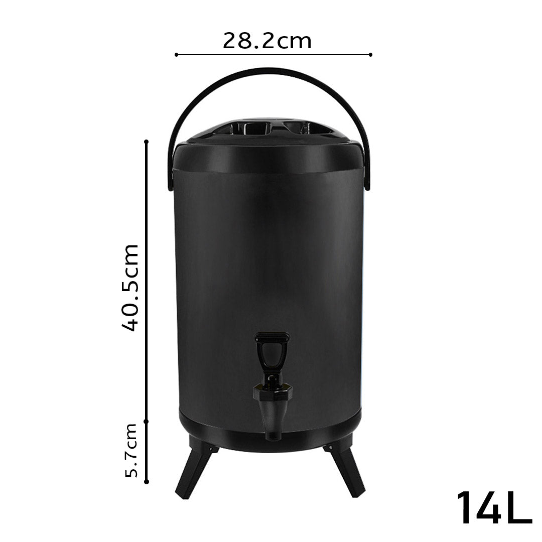 NNEAGS 14L Stainless Steel Insulated Milk Tea Barrel Hot and Cold Beverage Dispenser Container with Faucet Black-1
