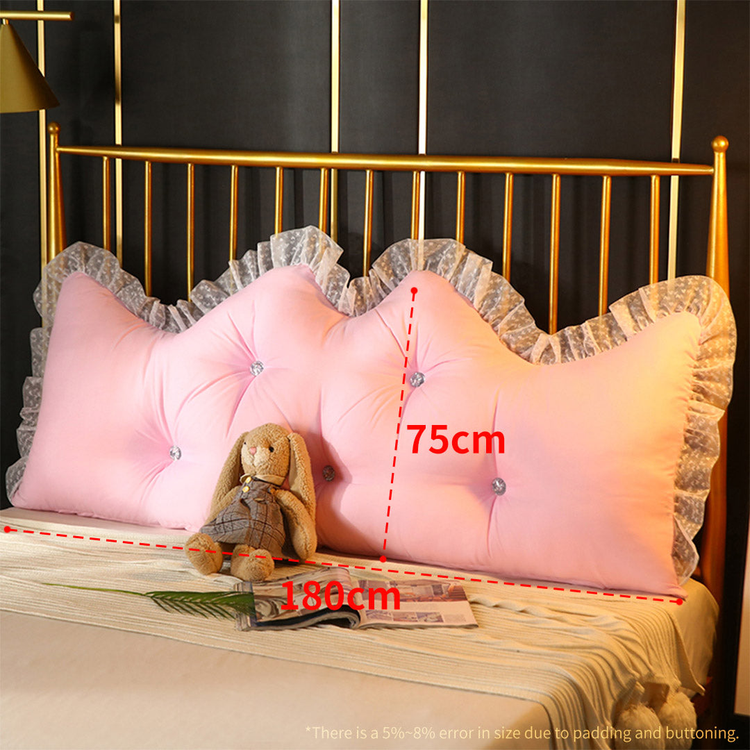NNEAGS 180cm Pink Princess Bed Pillow Headboard Backrest Bedside Tatami Sofa Cushion with Ruffle Lace Home Decor-1