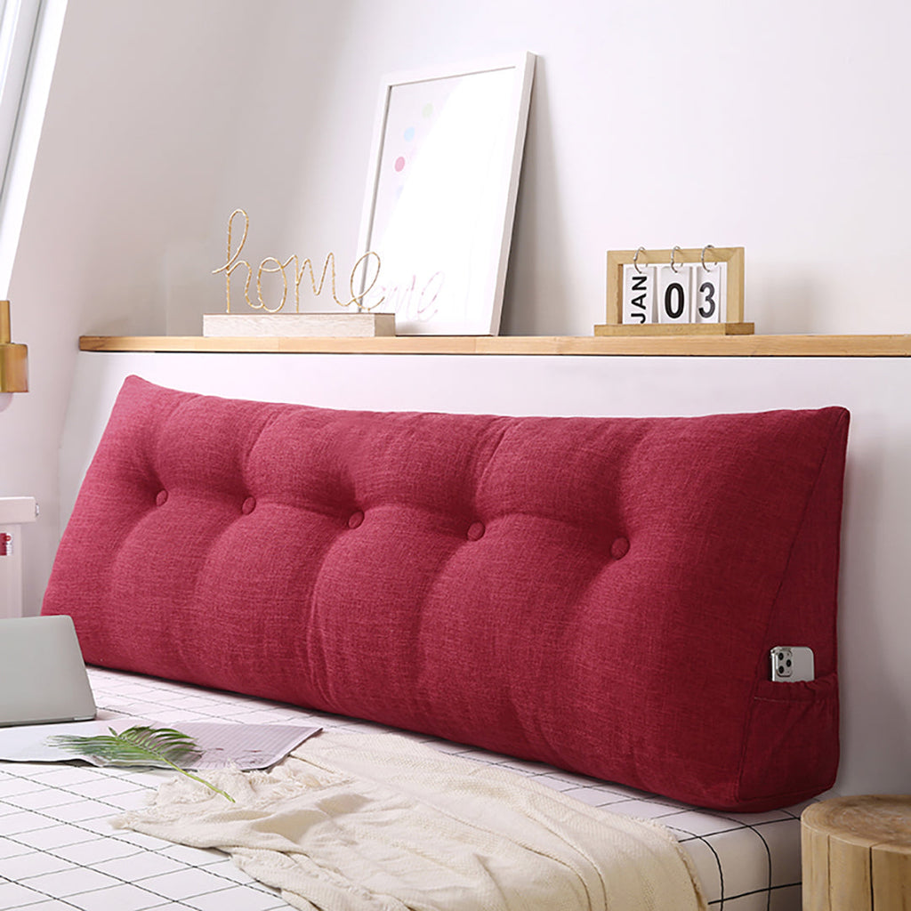 NNEAGS 4X 180cm Rose Red Triangular Wedge Bed Pillow Headboard Backrest Bedside Tatami Cushion Home Decor-1