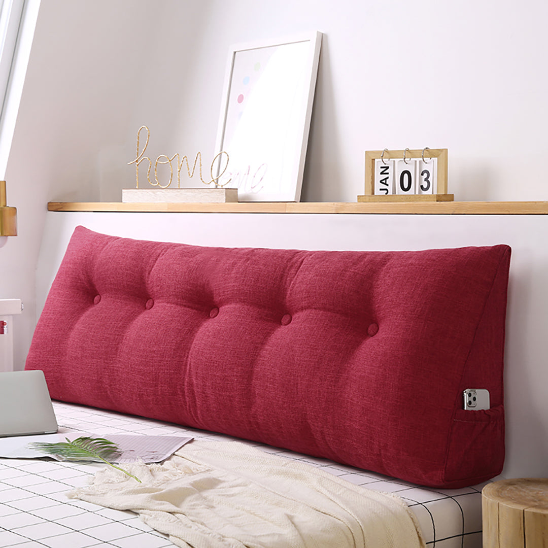 NNEAGS 4X 180cm Rose Red Triangular Wedge Bed Pillow Headboard Backrest Bedside Tatami Cushion Home Decor-1