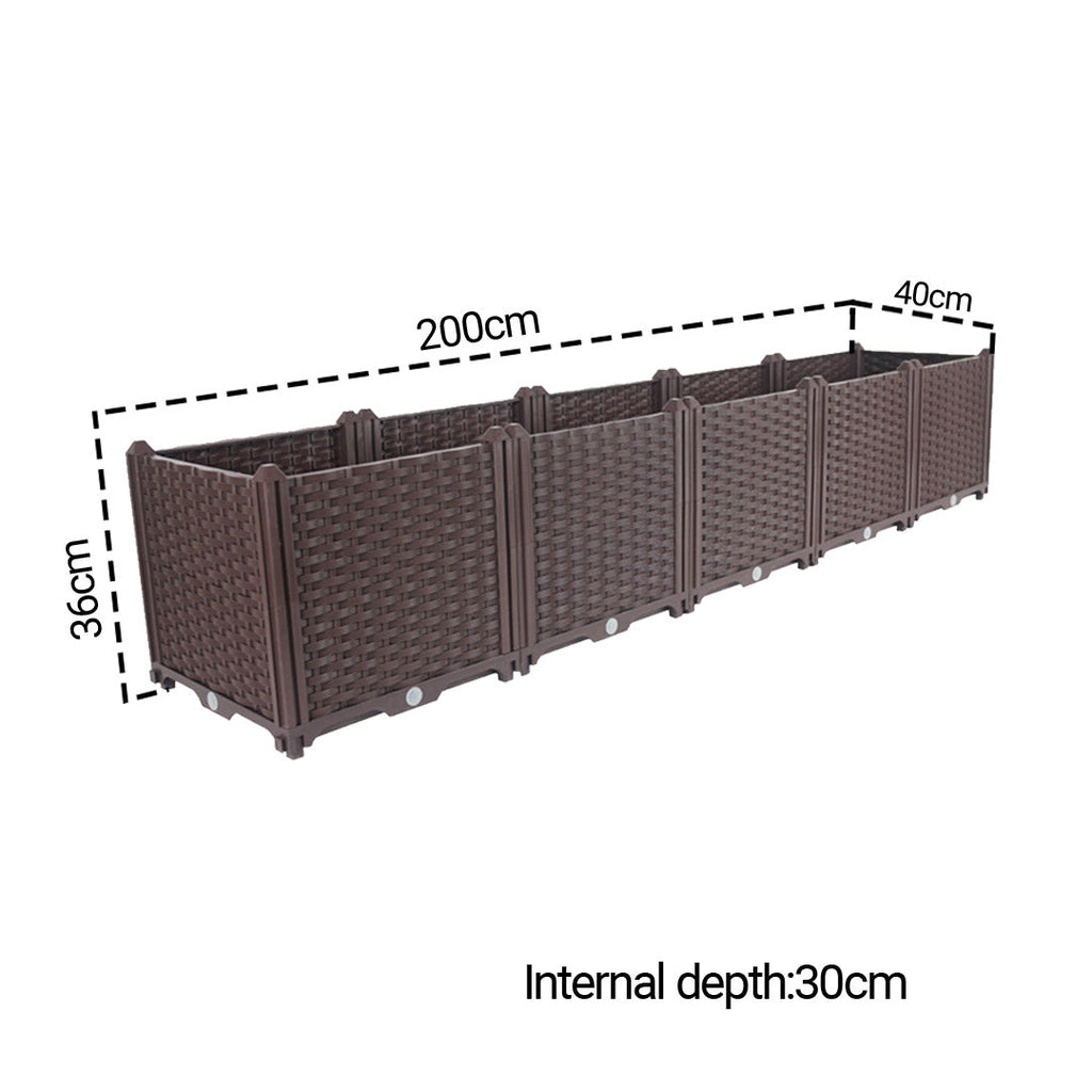 NNEAGS 2X 200cm Raised Planter Box Vegetable Herb Flower Outdoor Plastic Plants Garden Bed Deepen-1