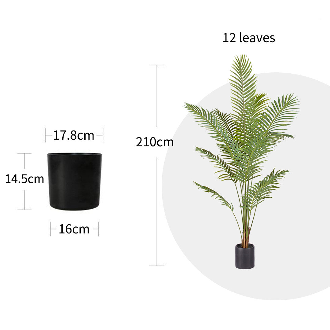 NNEAGS 4X 210cm Green Artificial Indoor Rogue Areca Palm Tree Fake Tropical Plant Home Office Decor-1