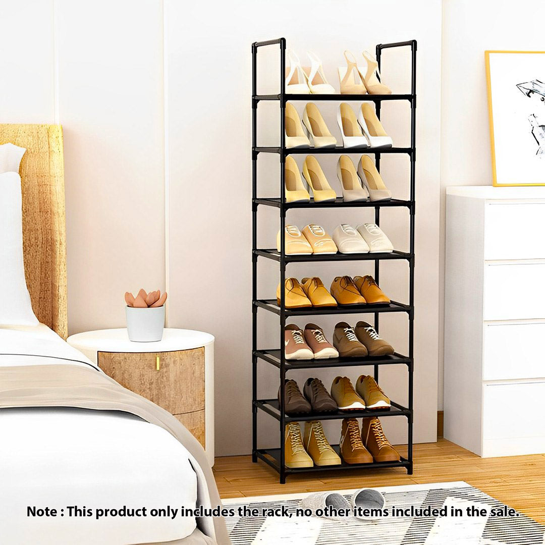 NNEAGS 2X 8 Tier Shoe Storage Shelf Space-Saving Caddy Rack Organiser with Handle-1