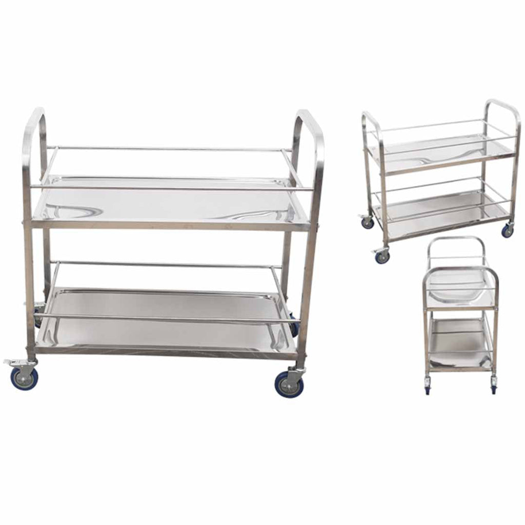 NNEAGS 2 Tier 75x40x84cm Stainless Steel Drink Wine Food Utility Cart Small-1
