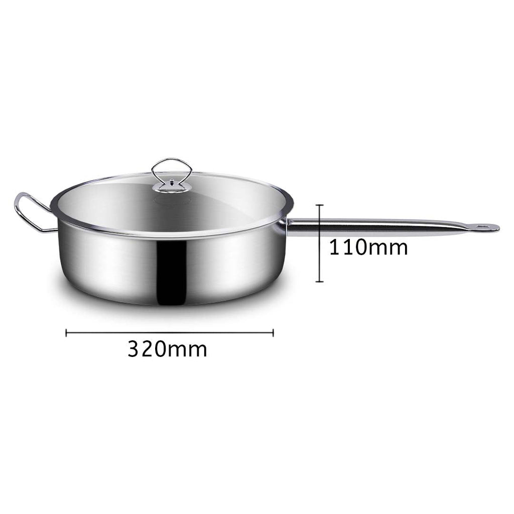 NNEAGS 32cm Stainless Steel Saucepan Sauce pan with Glass Lid and Helper Handle Triple Ply Base Cookware-1