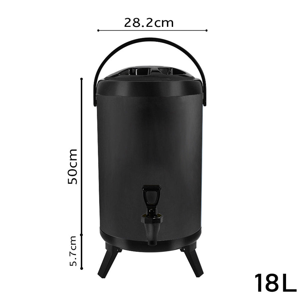 NNEAGS 18L Stainless Steel Insulated Milk Tea Barrel Hot and Cold Beverage Dispenser Container with Faucet Black-1