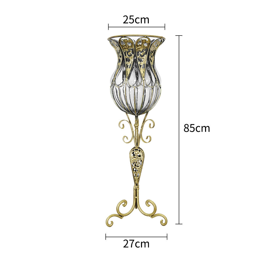 NNEAGS 85cm Clear Glass Tall Floor Vase with 12pcs White Artificial Fake Flower Set-1