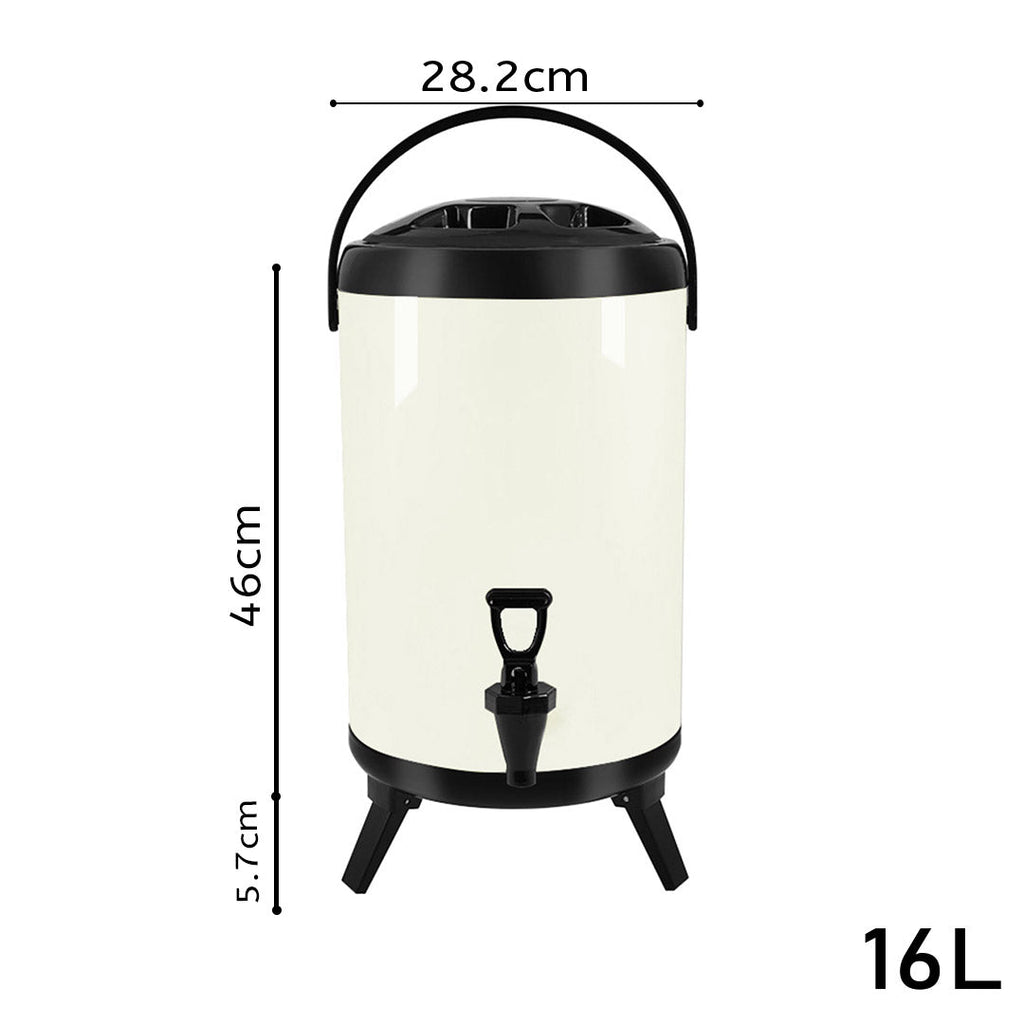 NNEAGS 8X 16L Stainless Steel Insulated Milk Tea Barrel Hot and Cold Beverage Dispenser Container with Faucet White-1