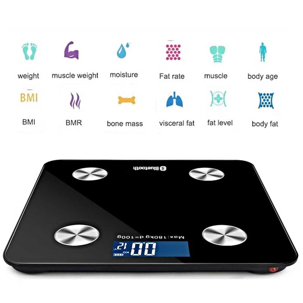 NNEAGS 2X Wireless Bluetooth Digital Body Fat Scale Bathroom Health Analyser Weight White-1