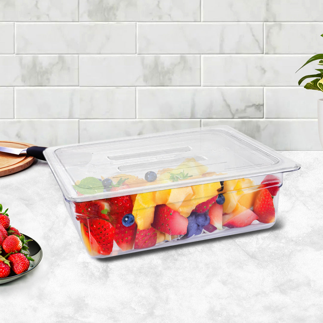 NNEAGS 150mm Clear Gastronorm GN Pan 1/2 Food Tray Storage Bundle of 4 with Lid-1