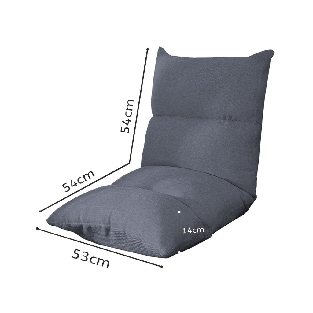 NNEAGS 2X Lounge Floor Recliner Adjustable Lazy Sofa Bed Folding Game Chair Grey-1