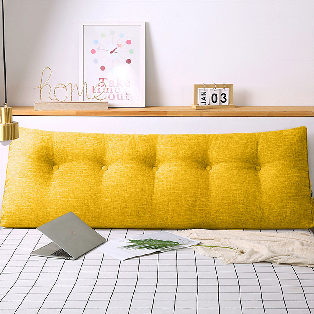 NNEAGS 2X 120cm Yellow Triangular Wedge Bed Pillow Headboard Backrest Bedside Tatami Cushion Home Decor-1